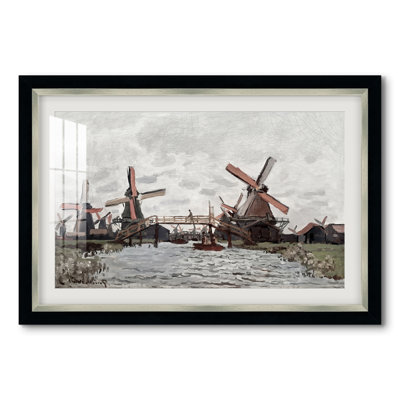 Windmills near Zaandam, 1871-Claude Monet-Custom Framed Print