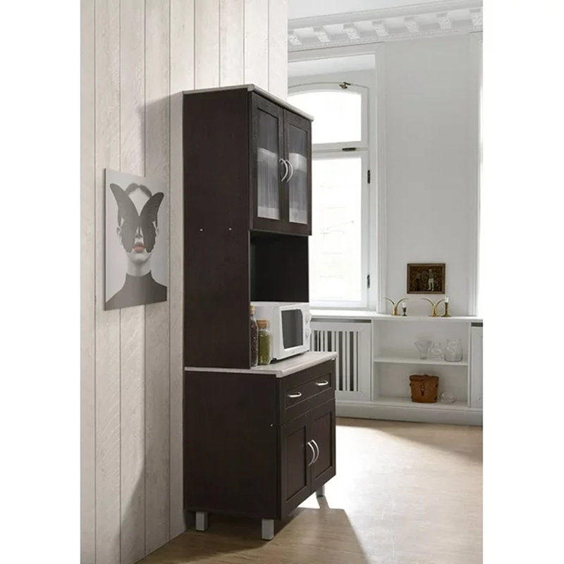 Sideboard with Bar Hutch, Chocolate/Gray