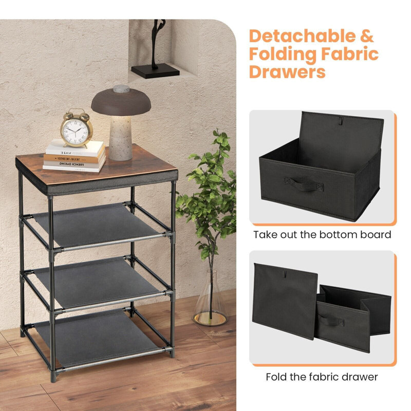 Amica 40cm W Metal Bedside Table
