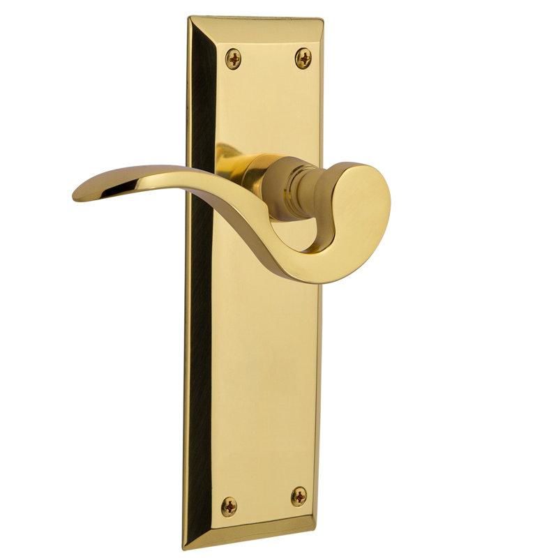 New York Plate Privacy (Bed & Bath) with Manor Lever, 2.375", Polished Brass