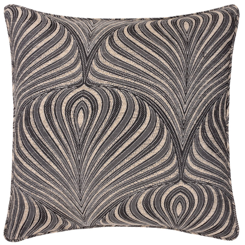 New Gatsby Geometric Jacquard Feather Filled Cushion, Black