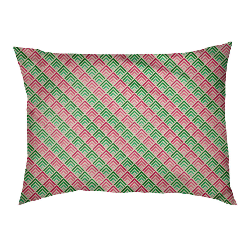 Coussin d'extérieur pour chien Campion, Moyen (L 29,5 po x P19,5 po x H 9,5 po), Vert / rose pastel