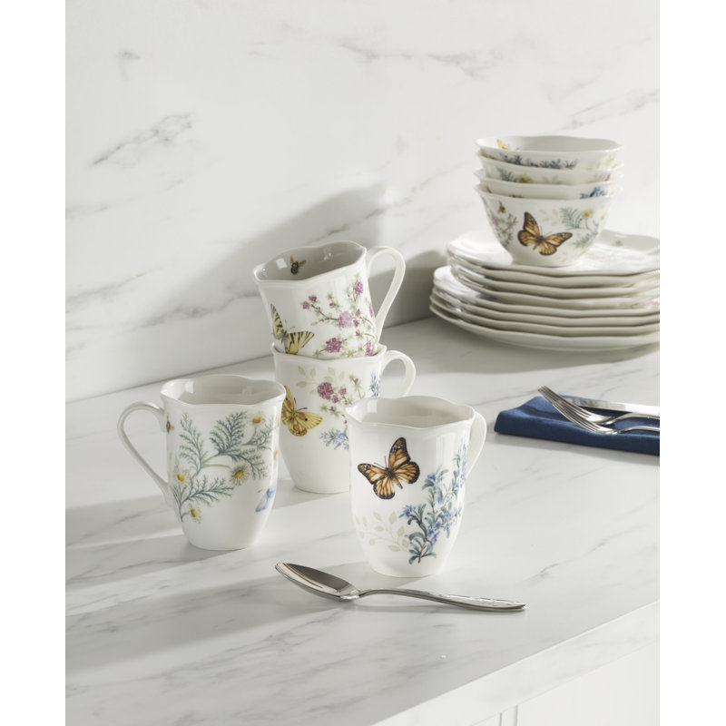 Lenox Butterfly Meadow Herbs Mugs, Set of 4