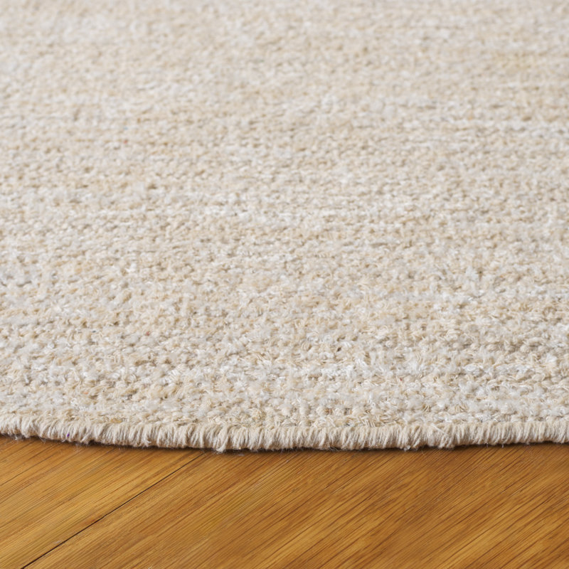 Jhalae Handtufted Recycled Cotton & Viscose Rug in Ivory, Round 6'