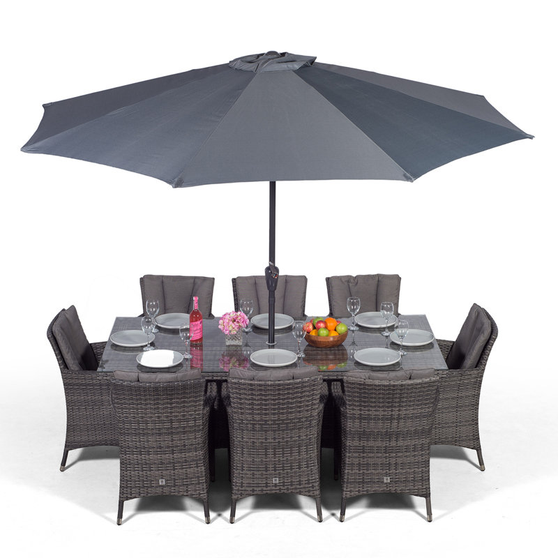 Karcher 8 Seater Dining Set with Cushions and Parasol