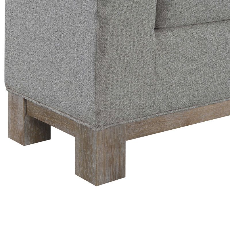 Basilotto Polyester Upholstered Bench, Gray, 24" H x 59.5" W x 16" D