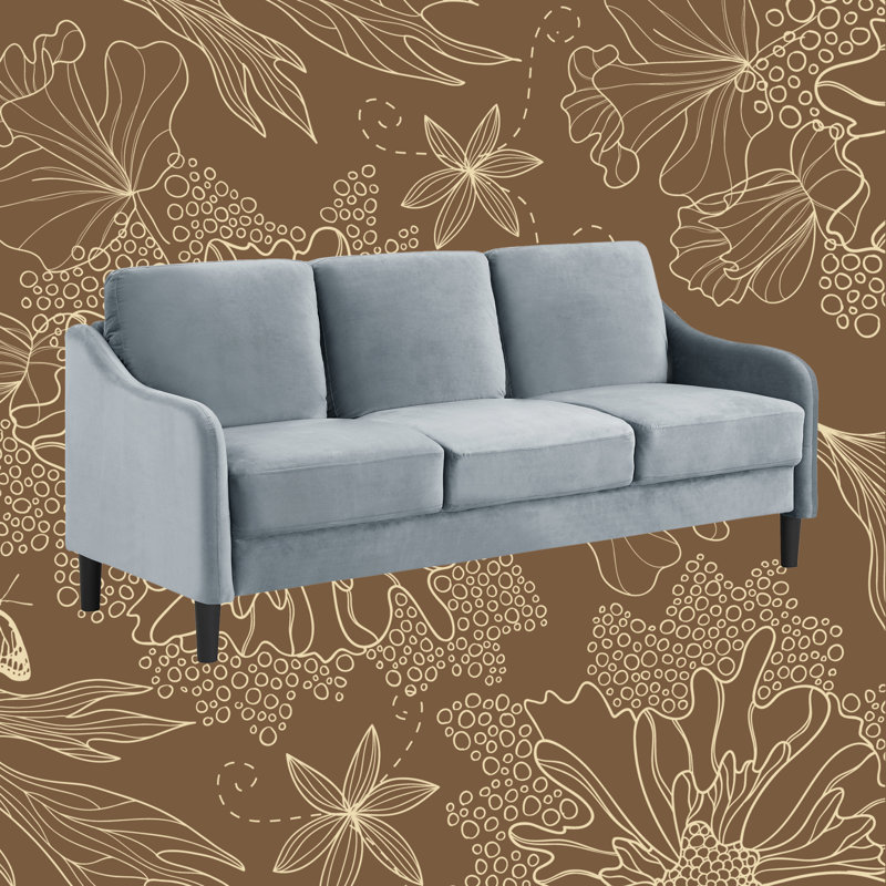 Canapé en velours l 73,22 po Mialacs, gris