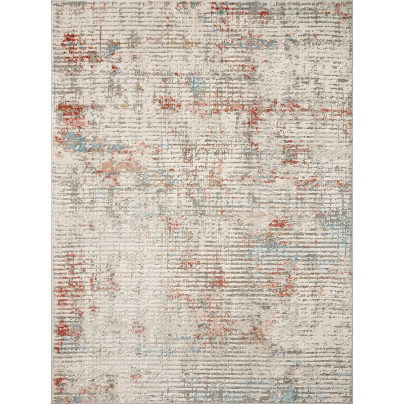Tapis d'intérieur / multicolore en polypropylène tissé à la machine Abstract, Rectangle 3 pi 11 po x 5 pi 7 po