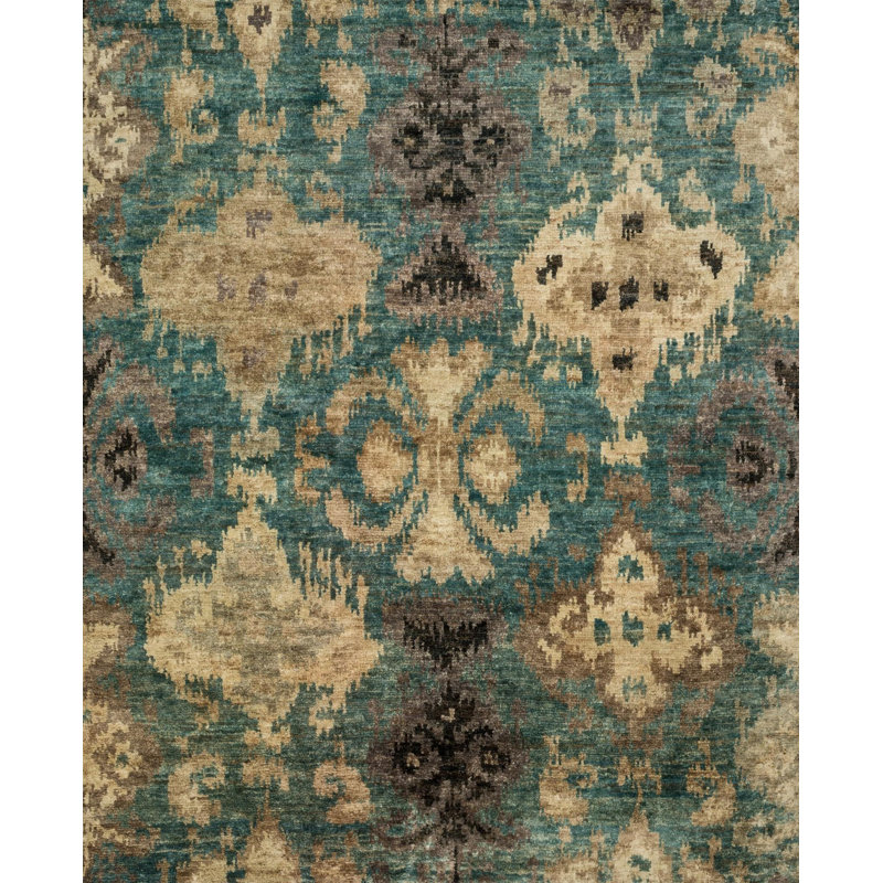 Tapis turquoise noué à la main Xavier