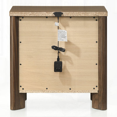 Mid-Century Modern Solid Wood 2-Drawer Nightstand, Durable and Stylish Bedroom Furniture for Organized Living.