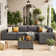 Ensemble de conversation modulaire en rotin pour 5 personnes avec coussins