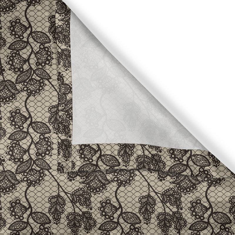 Rideau à œillets à 2 panneaux East Urban Home Vintage, 50 po, beige noir, L 50 po x L 108 po