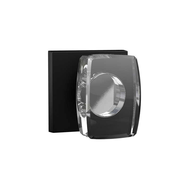 Bravura 927-7 Dummy Rectangular Glass Knob on Square Contemporary Rose in Satin Brass, Matte Black