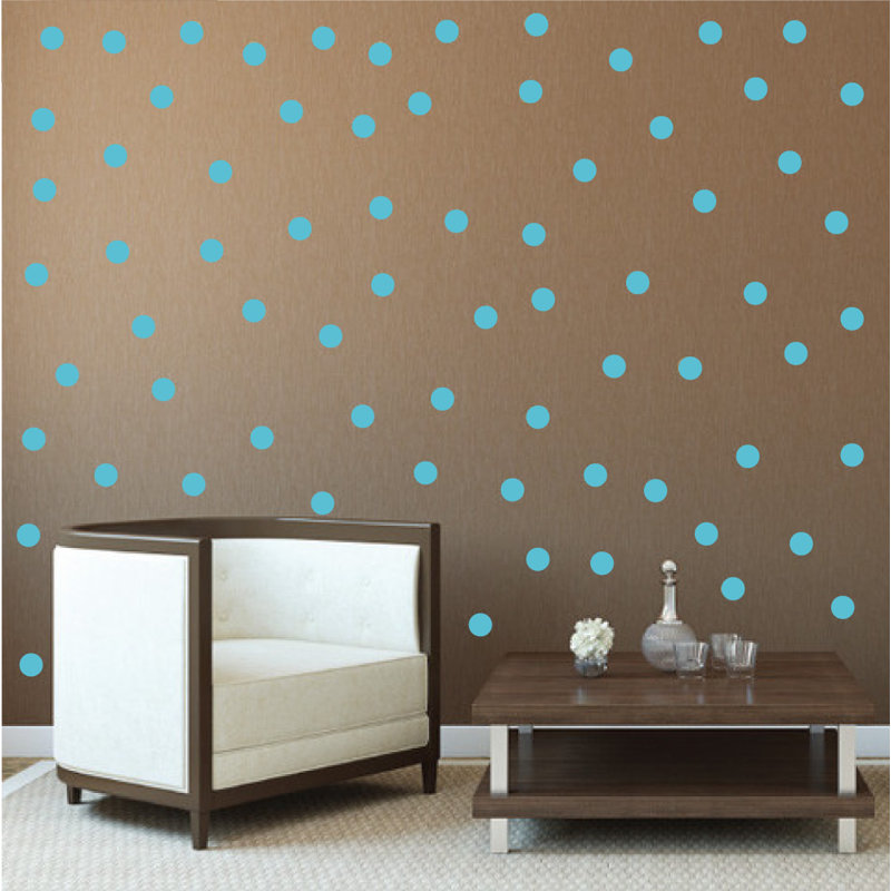 Adhésif décoratif à pois, H 48 po x l 78 po x P 0,01 po, Bleu geyser