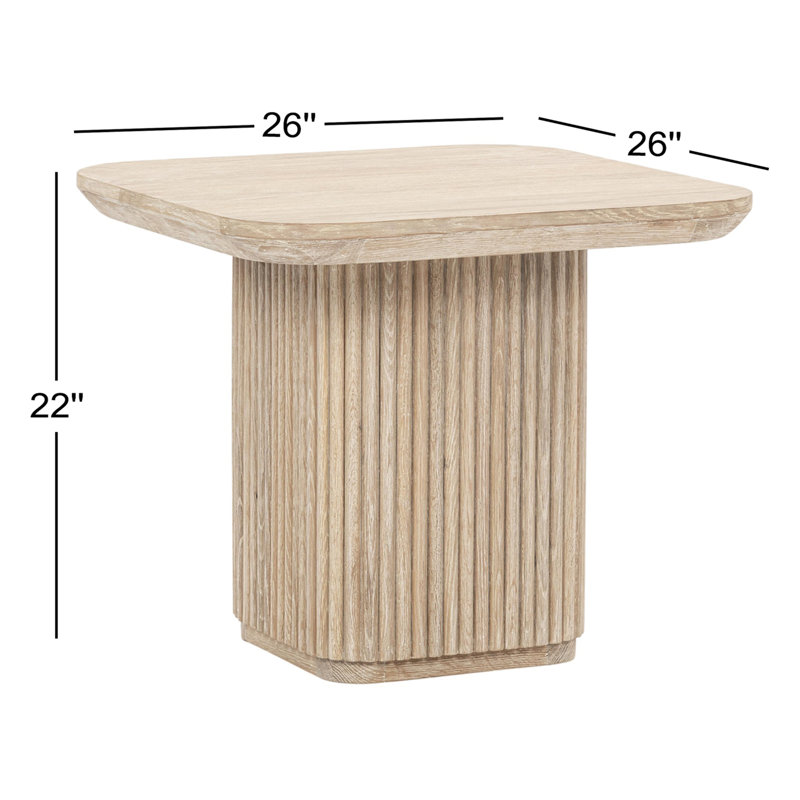 Vander Solid Wood End Table, Cream Washed