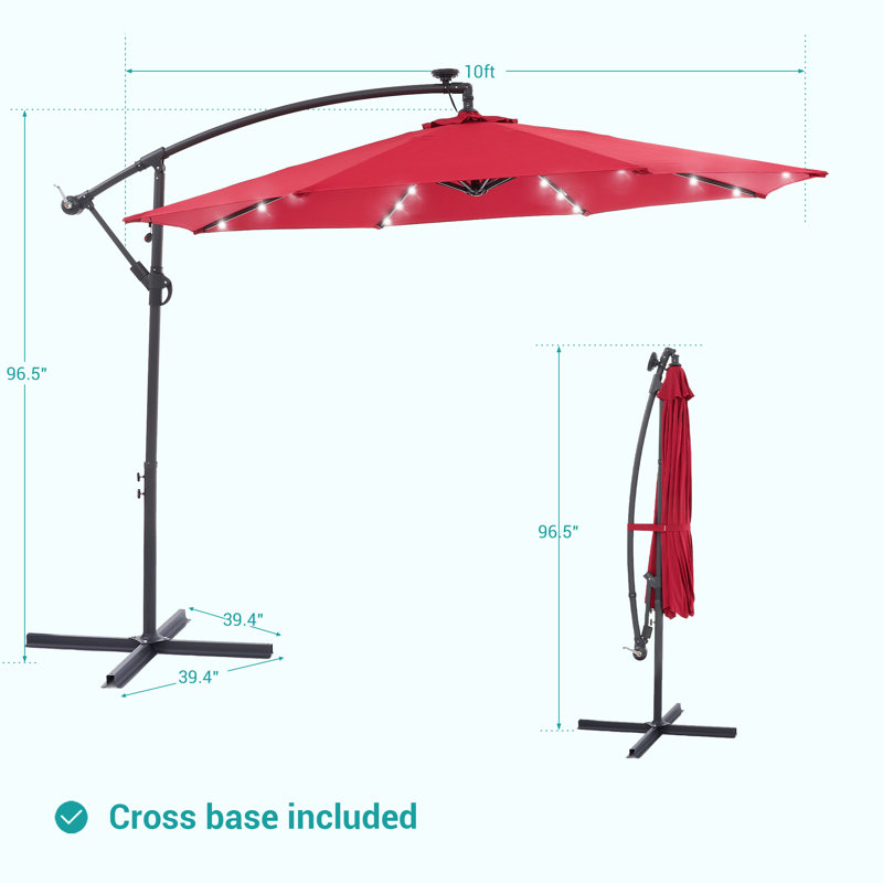Parasol d'extérieur à DEL 10 pi, Rouge