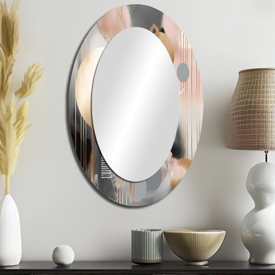 Miroir mural ovale rose