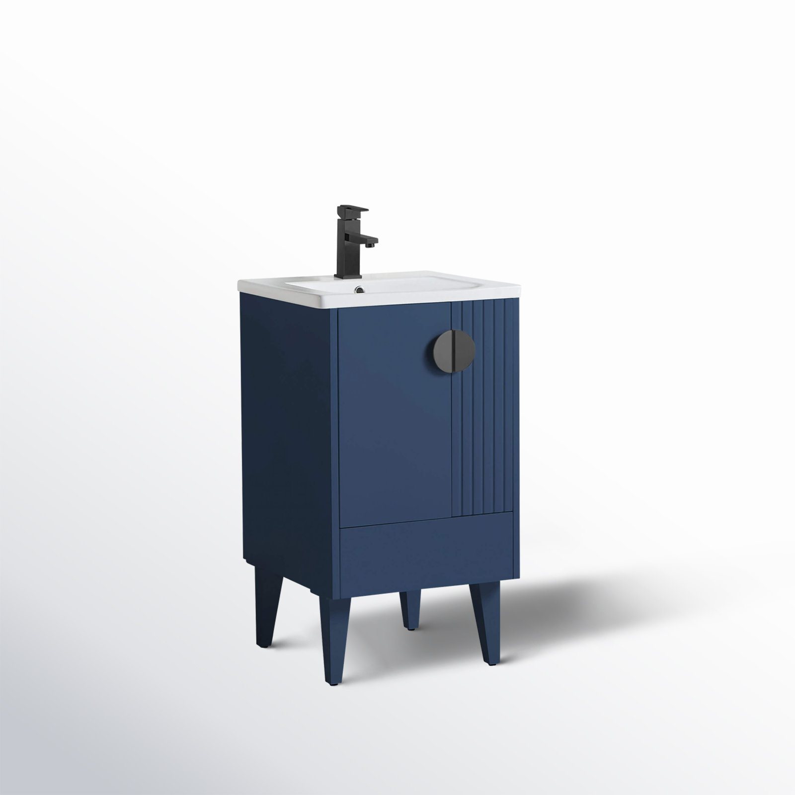 Saimah 20'' Single Bathroom Vanity, Black, Navy Blue