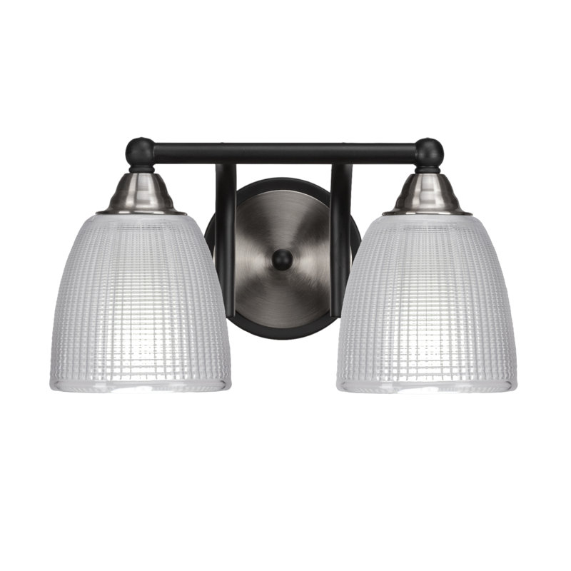 Barre d'éclairage de salle de bain 2 lumières Michell, Noir mat / nickel brossé