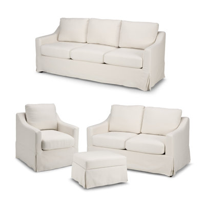 80W Sofa, 57W Loveseat, Swivel Accent Chair, And Storage Ottoman With Slipcovers