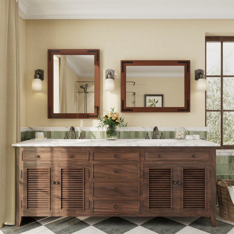 Miroir mural Amara Rustic Farmhouse, 32 po x 24 po, Brun