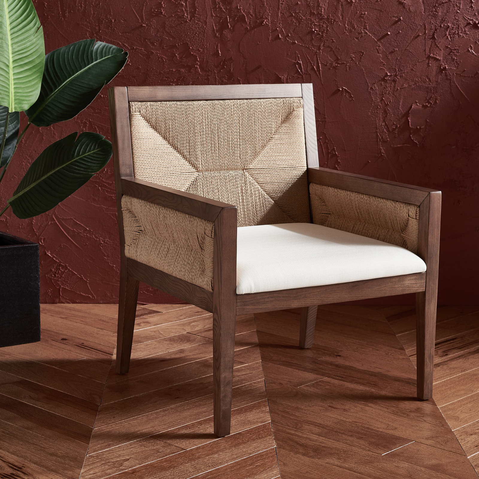 Hudgins Woven Accent Chair, Walnut