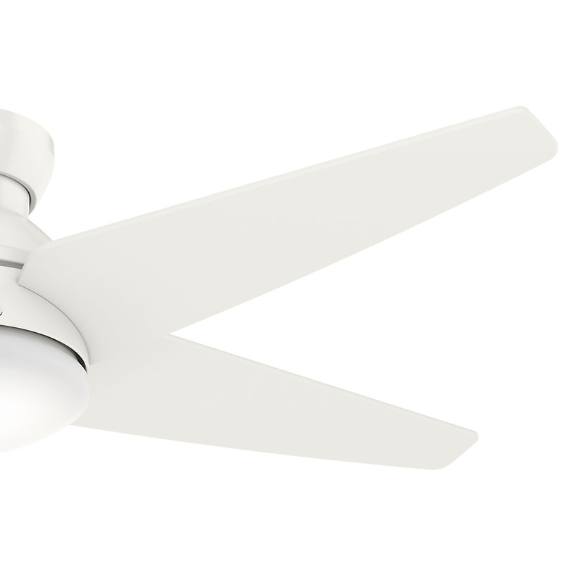 52" Isotope 5 - Blade LED Flush Mount Ceiling Fan with Wall Control and Light Kit Included, Fresh White