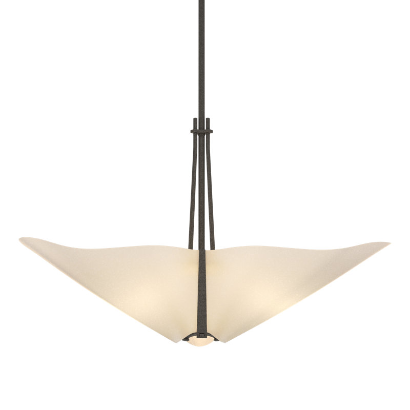 Lustre géométrique unique à 3 lumières Kirigami, Fer naturel opaque