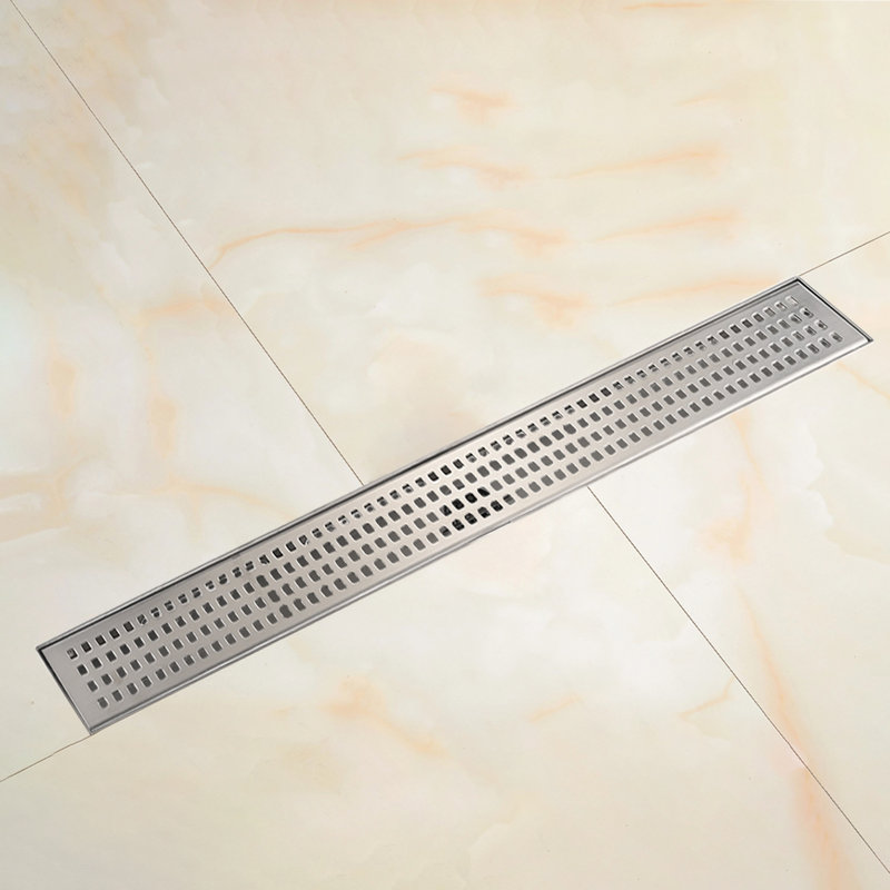 Linear Grid Shower Drain With Leveling Feet, Brushed Nickel