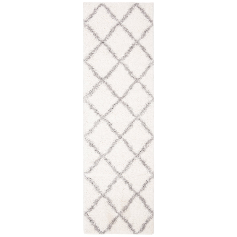 Tapis à poil long à motif géométrique Lamoreaux, Tapis de couloir 2 pi 3 po x 8 pi