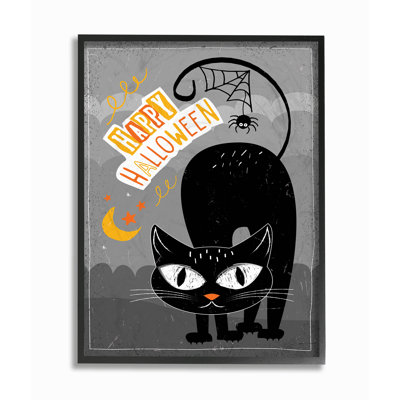 «Happy Halloween Black Cat with Spider Web Tail ad Moon», impression