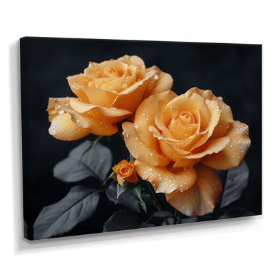 Monochromes roses noires et jaunes Bloom I - Roses, art mural