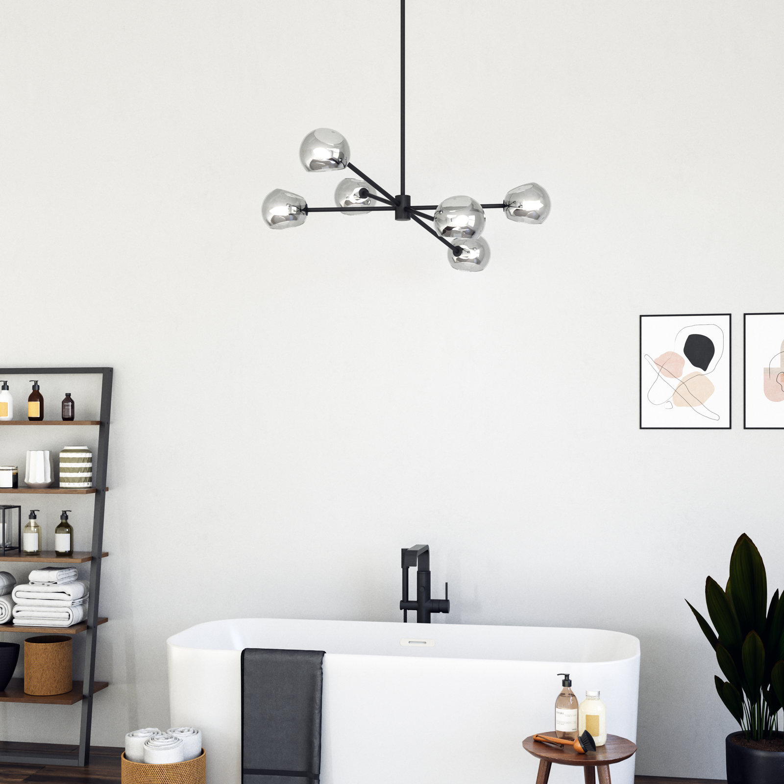 Willow 6 - Light Sputnik Chandelier, Matte Black, Smoke