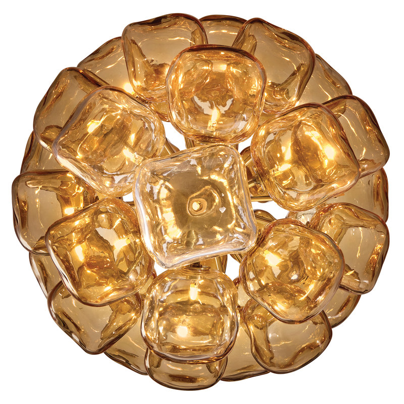 Petit lustre Fredrick Ramond Perriand, Laiton non laqué, H 30 po x l 24 po x P 24 po