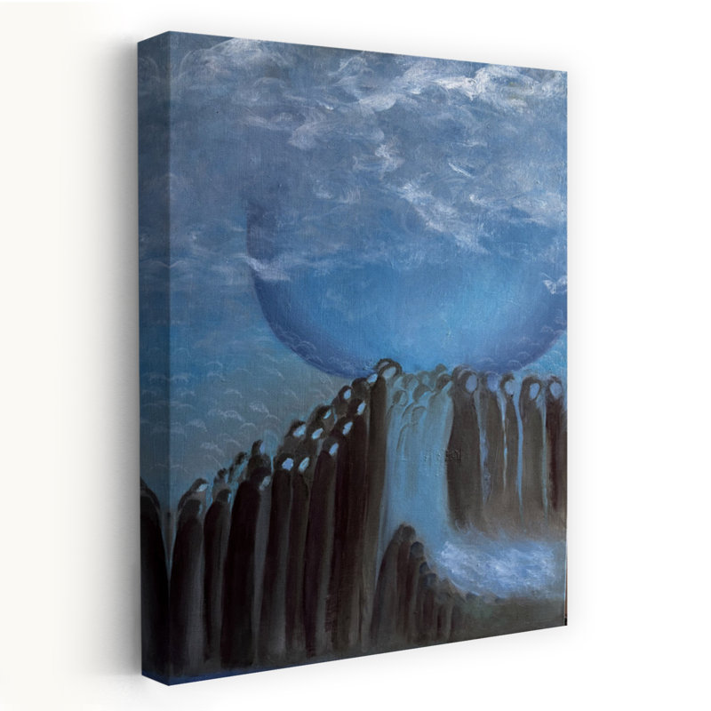 «Mystical chiffres Blue Orb Abstract Dramatic Ethereal Landscape Nature», reproduction d'art mural, H 24 po x l 16 po