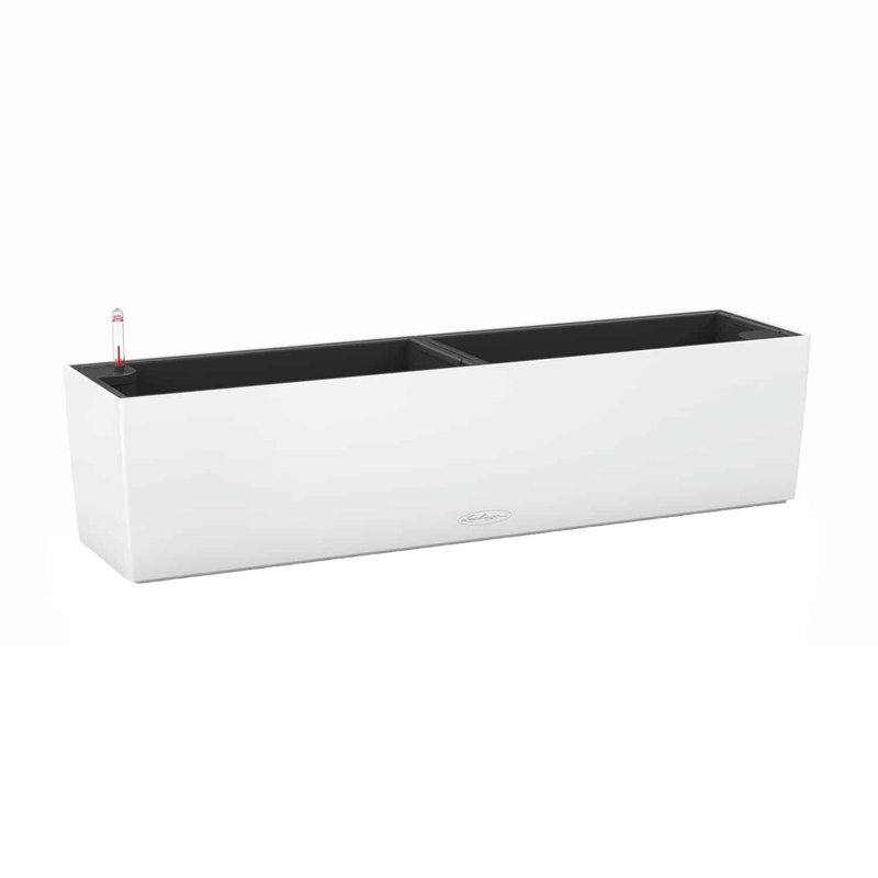 Jardinière en plastique avec jauge d'eau Balconera Color 80, Blanc, H 7 po x l 31 po x P 7 po