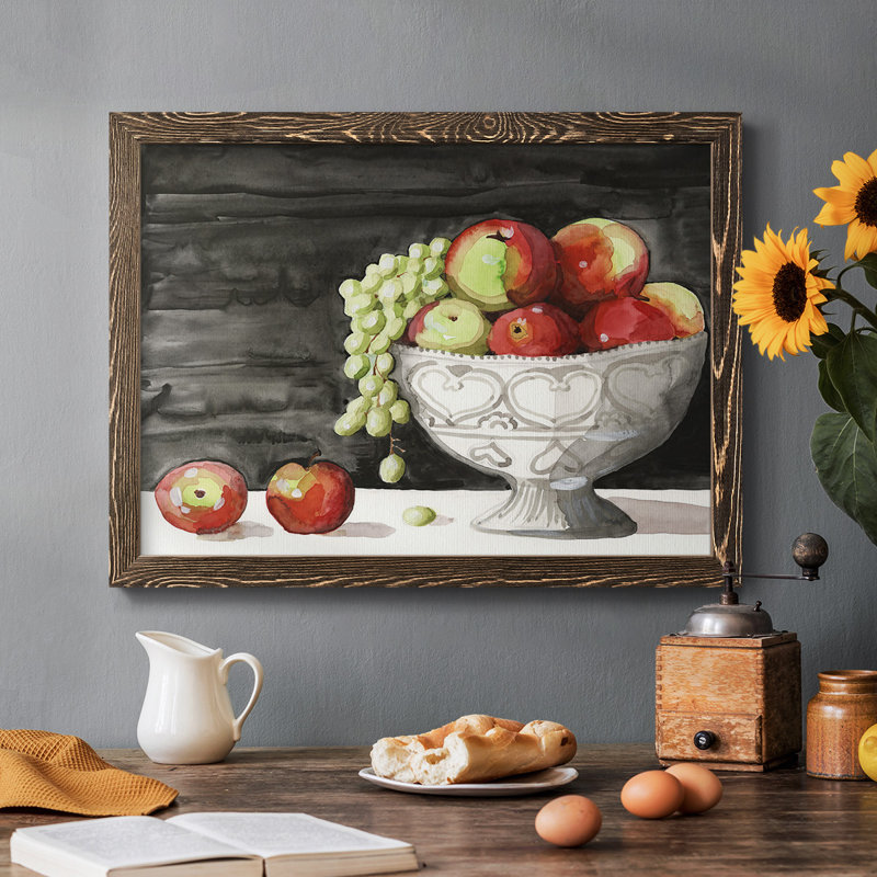 Watercolor Fruit Bowl I, reproduction d'art sur toile, Noyer, H 22 po x l 32 po x P 1,5 po