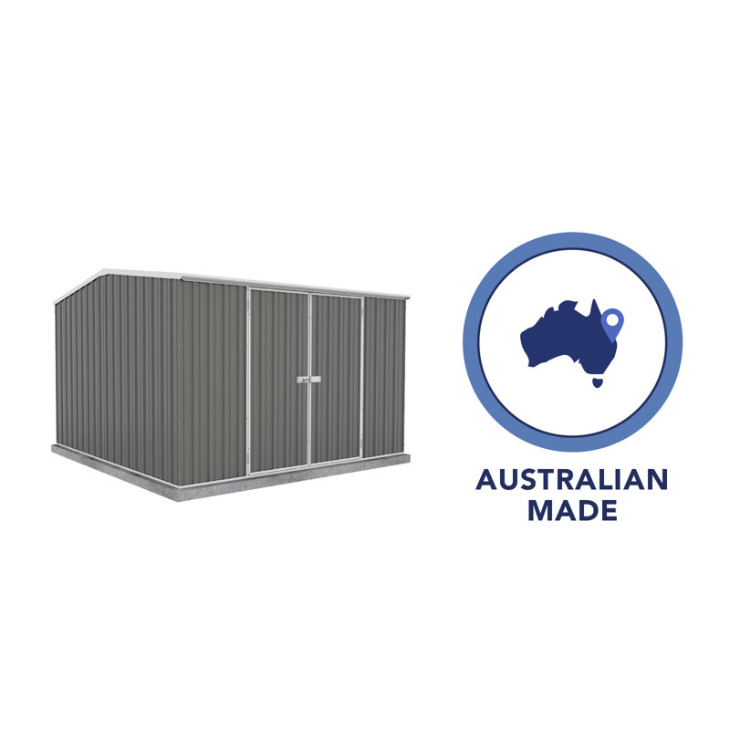 Absco Premier 10' x 10' Gray Galvanized Steel Storage Shed
