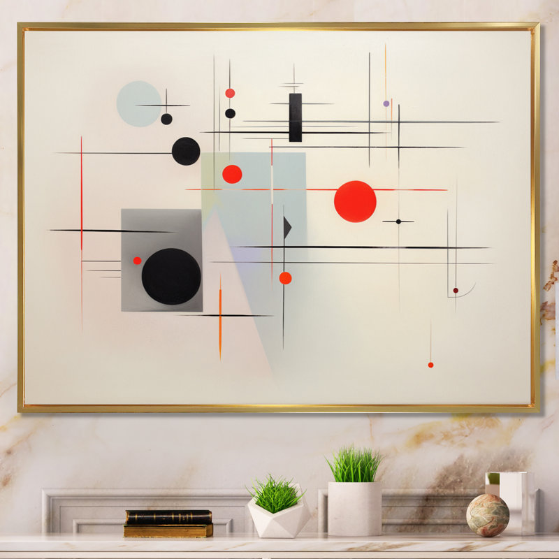 " Beige Suprematism Harmonious Balance II ", Gold Floater Framed, 30" H x 40" W x 1.5" D