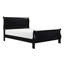 Lit double en bois de style traditionnel noir, pièce de chambre à coucher en bois, livré avec tête de lit et rails, sommier requis, assemblage simple requis, finition en bois pour la chambre à coucher, avec nécessaire, requis-129628382-129628383
