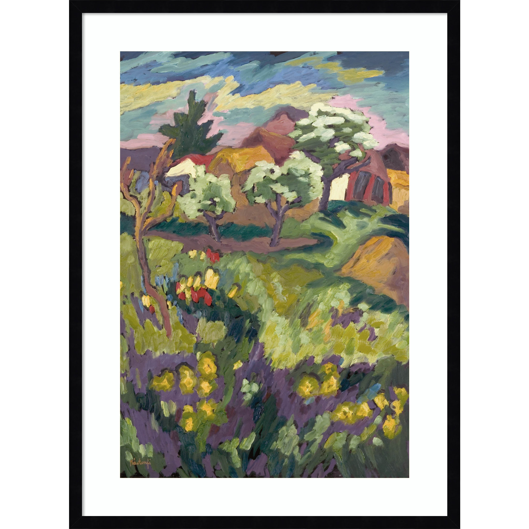 Fayra Garden Of My Childhood Framed On Paper by Fayra Print, 33" H x 25" W x 1" D, Black