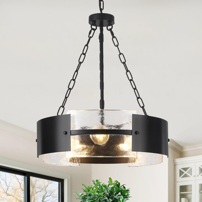 Lustre cylindrique moderne en métal et verre à eau à intensité variable 19,3 po Aleena
