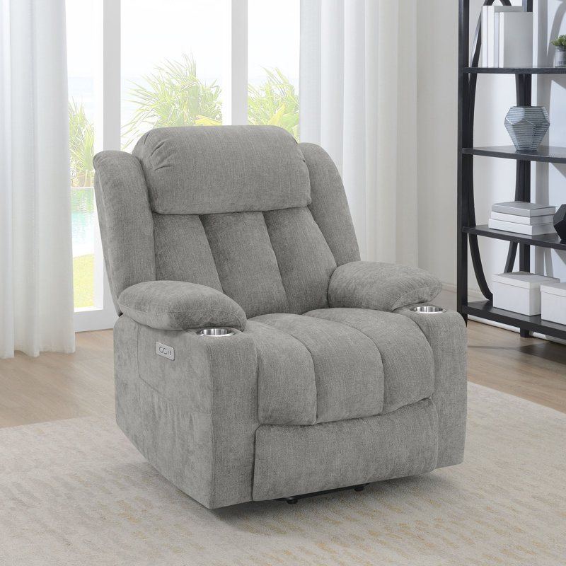 Fauteuil inclinable électrique lève-personne rembourré, Grey Polyester, Power - Push Button, Grey