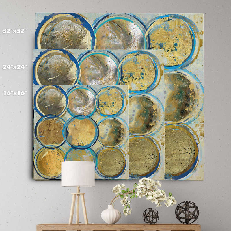 « indigo gold » par carol robinson, reproduction d’art sur toile tendue, H 24 po x l 24 po x P 1,5 po