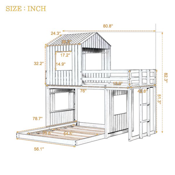 Sand & Stable Baby & Kids Topanga Kids Twin Over Full Bunk Bed ...