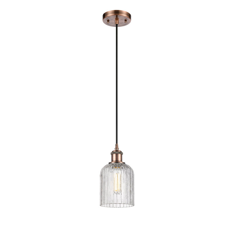 Luminaire suspendu 1 lumière Aalina, Cuivre antique, Clair