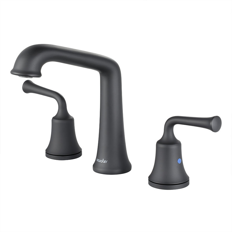 Widespread 2-handle Bathroom Faucet with Drain Assembly, Matte Black