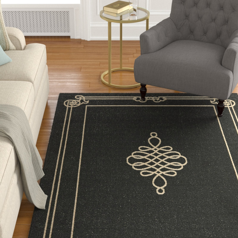 Tapis d'intérieur / extérieur Cherene, Rectangle 2 pi x 3 pi 7 po, Black/Cream
