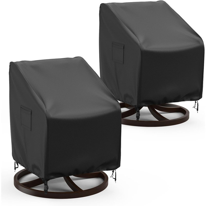 2-pack Waterproof Swivel Patio Chair Covers – Heavy-duty Outdoor Rocking & Lounge Chair Protection, Black
