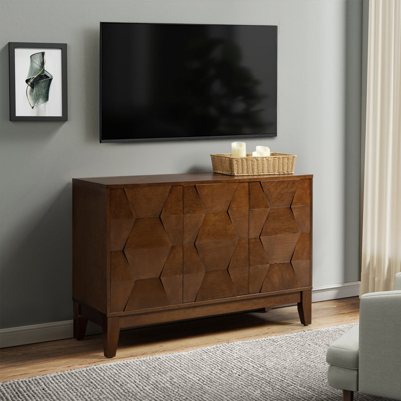 Joyce 114.9cm W Modern 3-door storage Sideboard with Adjustable Shelves, Walnut
